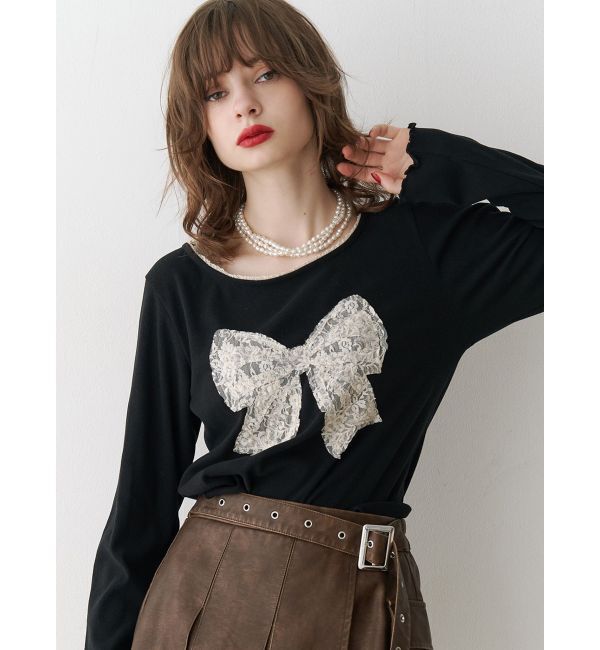 jouetie「レースリボンモチーフトップス」|Tシャツ・カットソー|