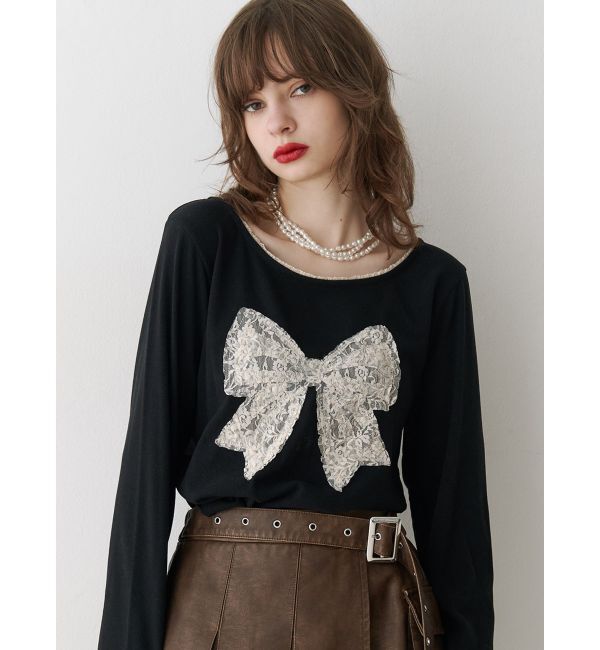 jouetie「レースリボンモチーフトップス」|Tシャツ・カットソー|ブラック