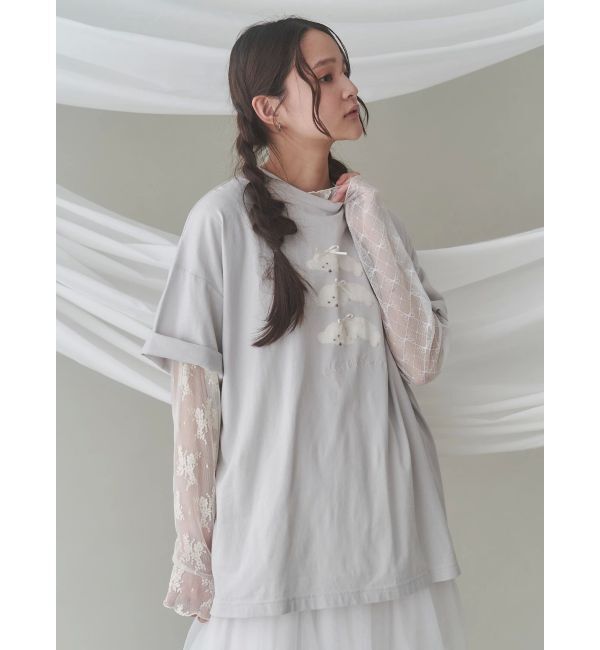 merry jenny「シアーレースコンビtops」|Tシャツ・カットソー|