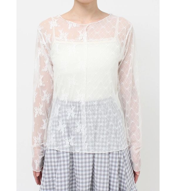 merry jenny「シアーレースコンビtops」|Tシャツ・カットソー|