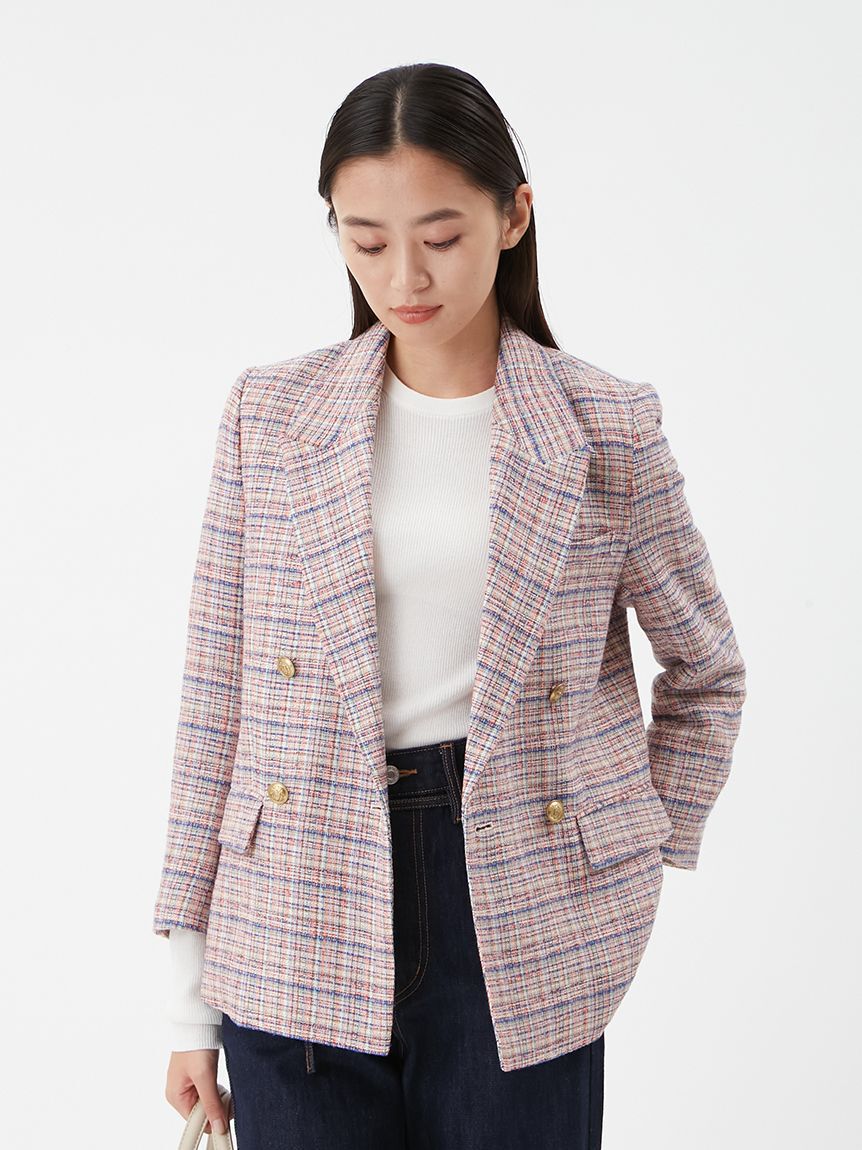 Mila Owen「金釦ダブルブレストツイードブレザー」|テーラードジャケット|