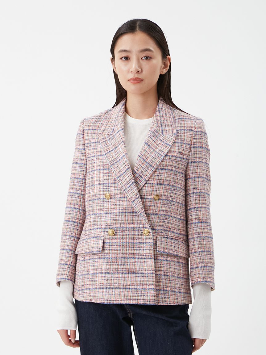 Mila Owen「金釦ダブルブレストツイードブレザー」|テーラードジャケット|