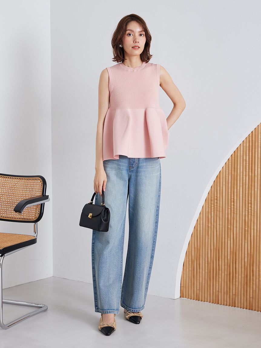 Mila Owen「【USAGI・ZOZO限定カラー】【セットアップ対応】フォルムアンサンブルペプラムノースリニット」|ニット・セーター|