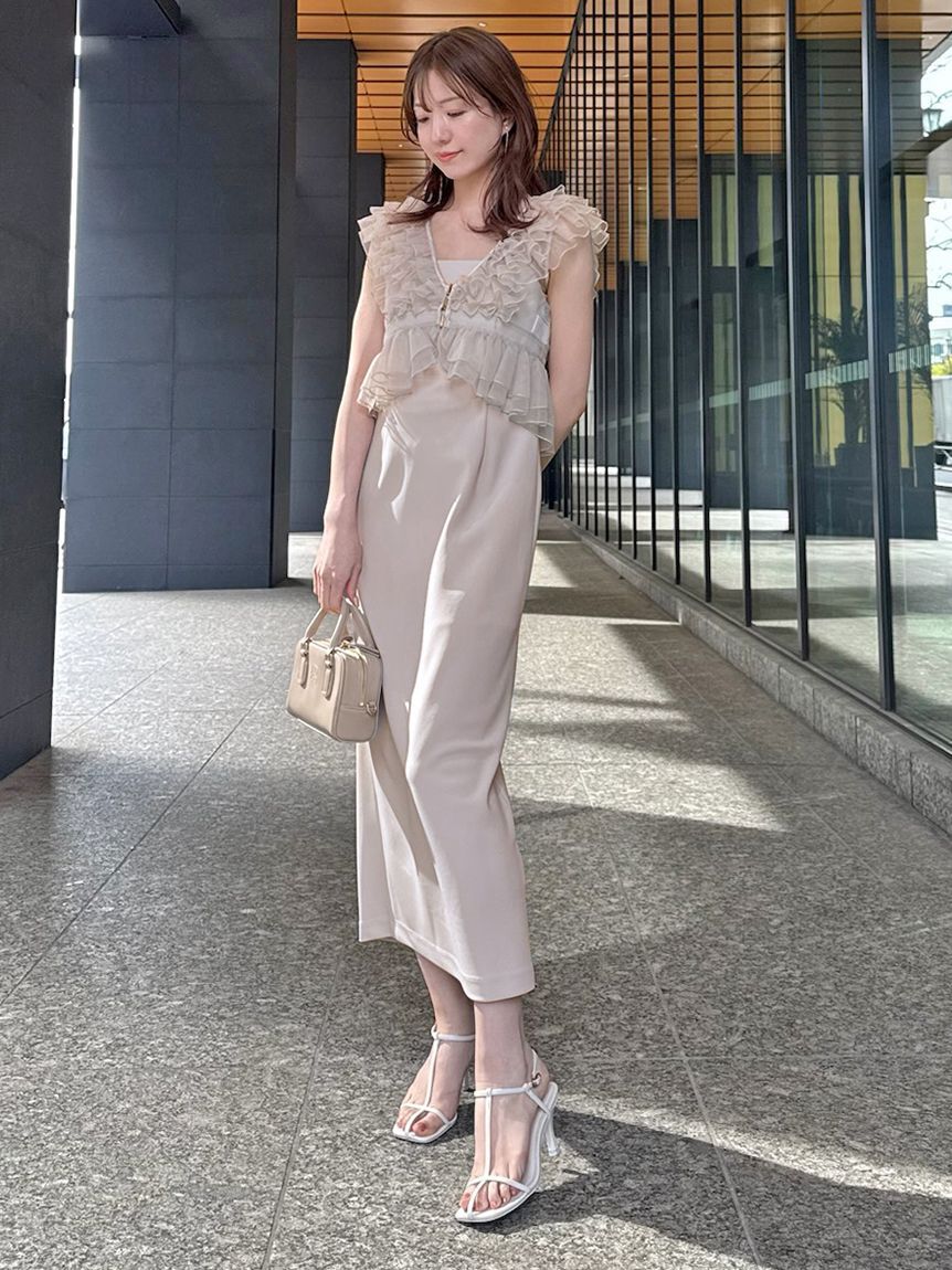 SNIDEL「Sustainableペプラムチュールドレス」|ドレス|