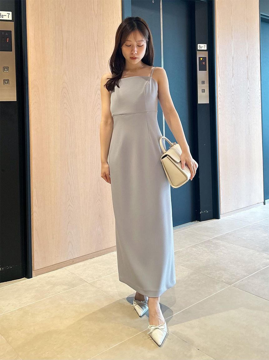 SNIDEL「Sustainableペプラムチュールドレス」|ドレス|