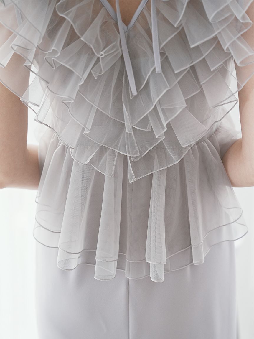 SNIDEL「Sustainableペプラムチュールドレス」|ドレス|