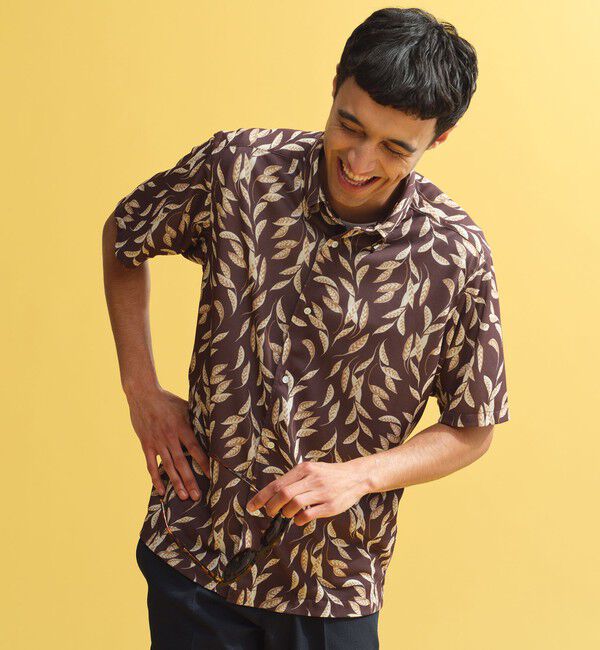 MACKINTOSH PHILOSOPHY「ボタニカルプリント ボタンダウン半袖シャツ」|シャツ・ブラウス|ダークブラウン