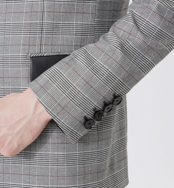  「シンセティックレザーコンビ グレンチェックジャケット」|テーラードジャケット|