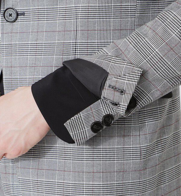  「シンセティックレザーコンビ グレンチェックジャケット」|テーラードジャケット|