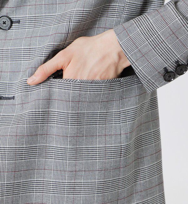  「シンセティックレザーコンビ グレンチェックジャケット」|テーラードジャケット|