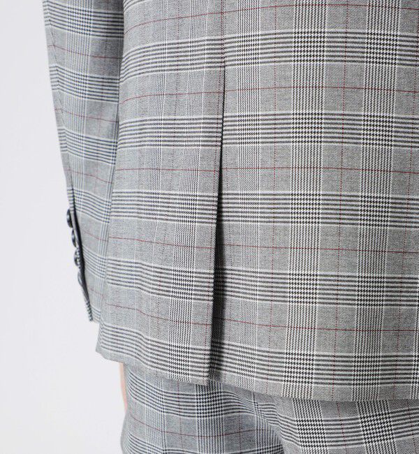  「シンセティックレザーコンビ グレンチェックジャケット」|テーラードジャケット|