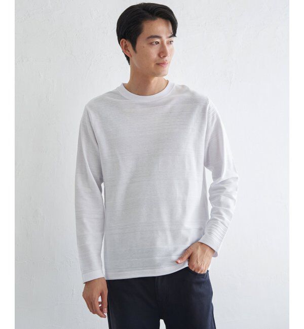 IKKA LOUNGE「ランダムリップルボーダーロンT」|Tシャツ・カットソー|