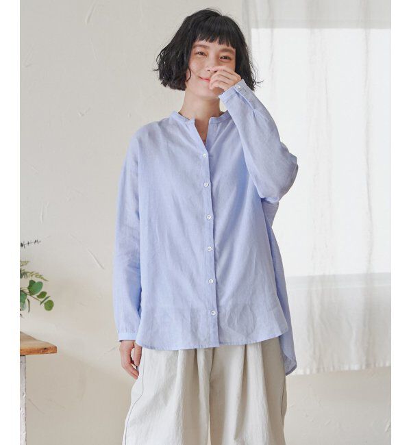 Lbc with Life「リネンコットンバンドカラーシャツ」|シャツ・ブラウス|