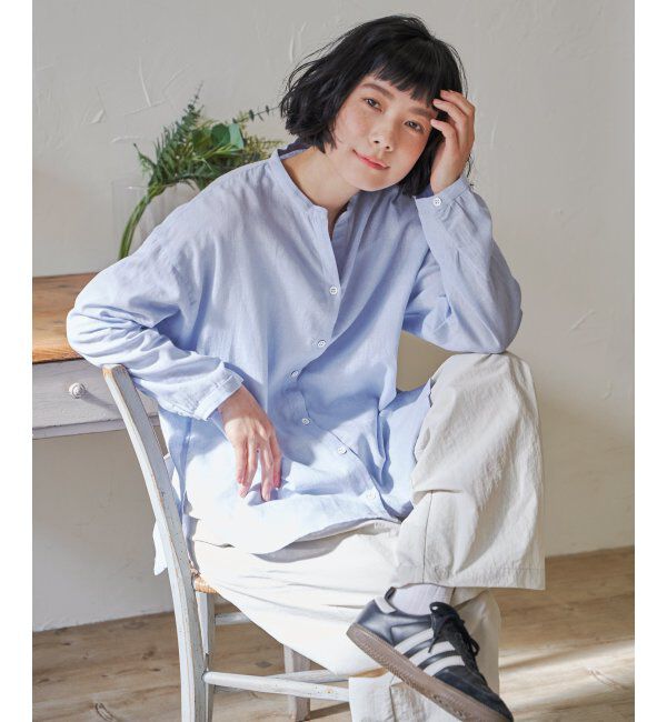 Lbc with Life「リネンコットンバンドカラーシャツ」|シャツ・ブラウス|