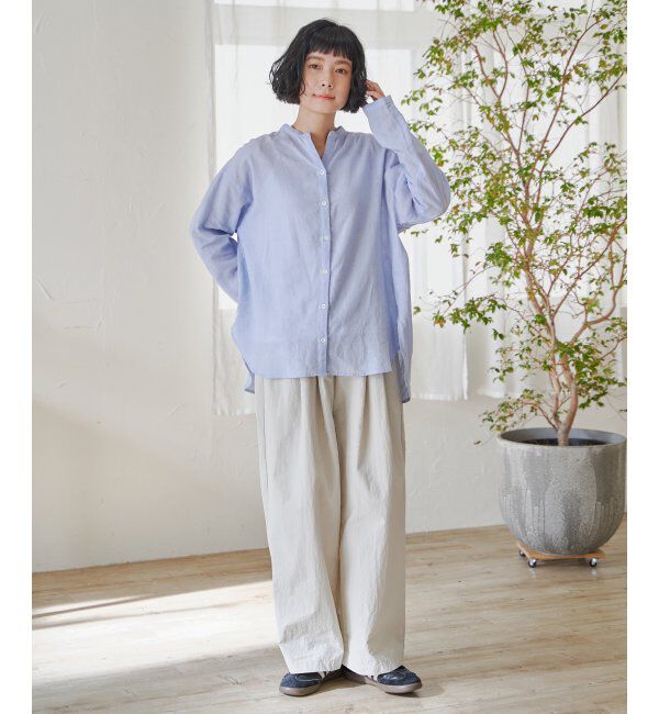 Lbc with Life「リネンコットンバンドカラーシャツ」|シャツ・ブラウス|