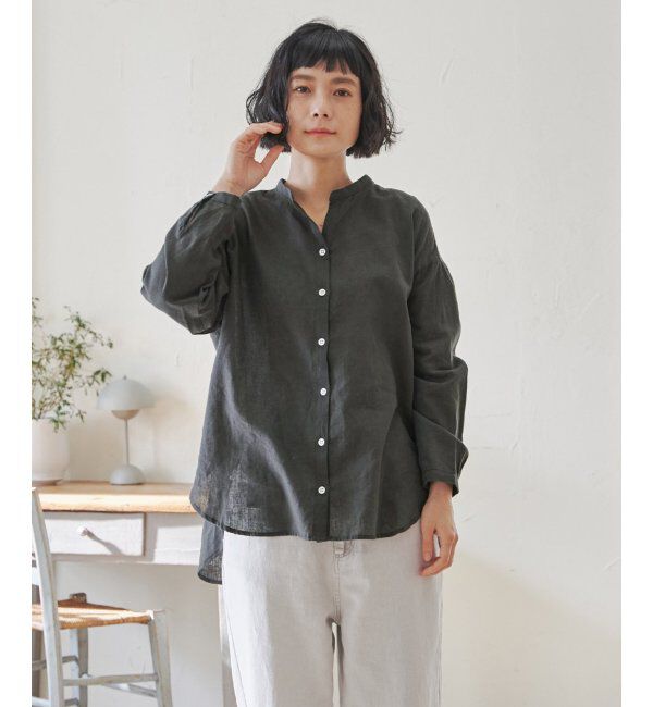 Lbc with Life「リネンコットンバンドカラーシャツ」|シャツ・ブラウス|