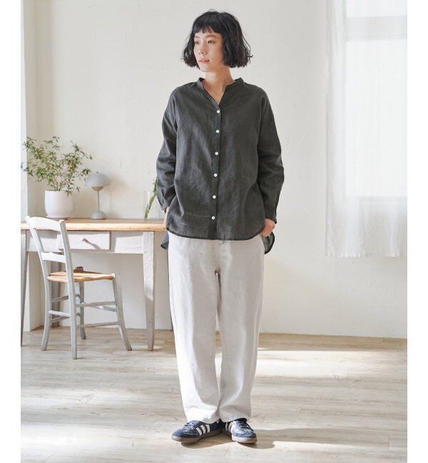 Lbc with Life「リネンコットンバンドカラーシャツ」|シャツ・ブラウス|