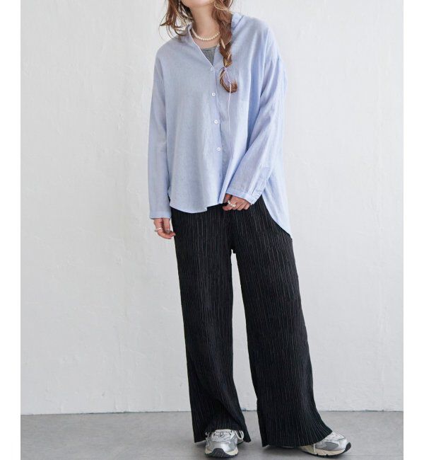 Lbc with Life「リネンコットンバンドカラーシャツ」|シャツ・ブラウス|