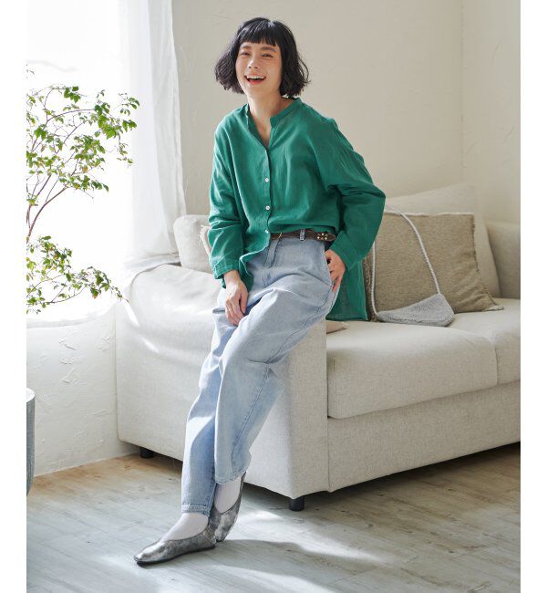 Lbc with Life「リネンコットンバンドカラーシャツ」|シャツ・ブラウス|