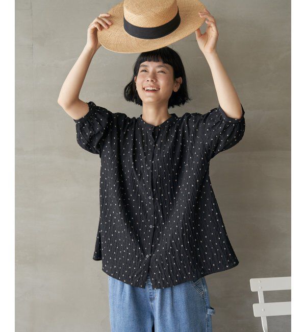 Lbc with Life「シャーリングバンドカラーブラウス」|シャツ・ブラウス|