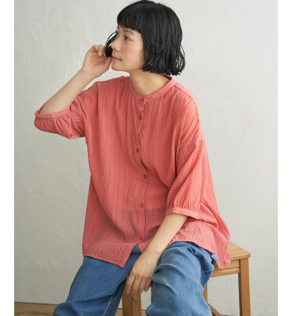 Lbc with Life「シャーリングバンドカラーブラウス」|シャツ・ブラウス|