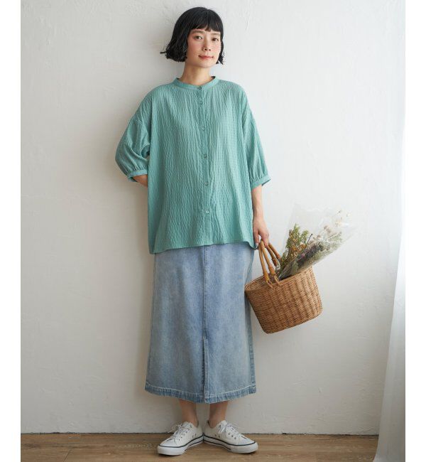 Lbc with Life「シャーリングバンドカラーブラウス」|シャツ・ブラウス|