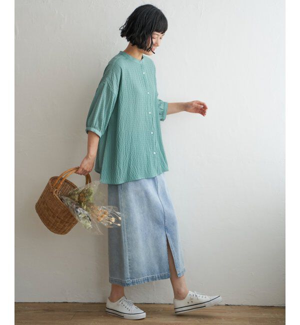 Lbc with Life「シャーリングバンドカラーブラウス」|シャツ・ブラウス|