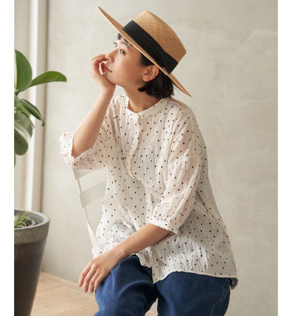 Lbc with Life「シャーリングバンドカラーブラウス」|シャツ・ブラウス|