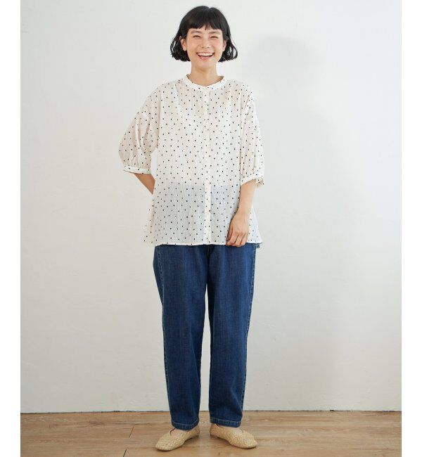 Lbc with Life「シャーリングバンドカラーブラウス」|シャツ・ブラウス|