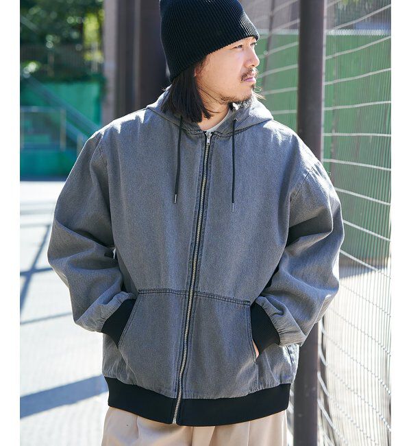 VENCE share style「デニムフルジップパーカー」|ブルゾン・スタジャン|ダークグレー