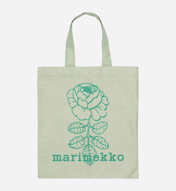 Marimekko「Vankka Vihkiruusu Placement トートバッグ」|トートバッグ|ターコイズ&times;グリーン