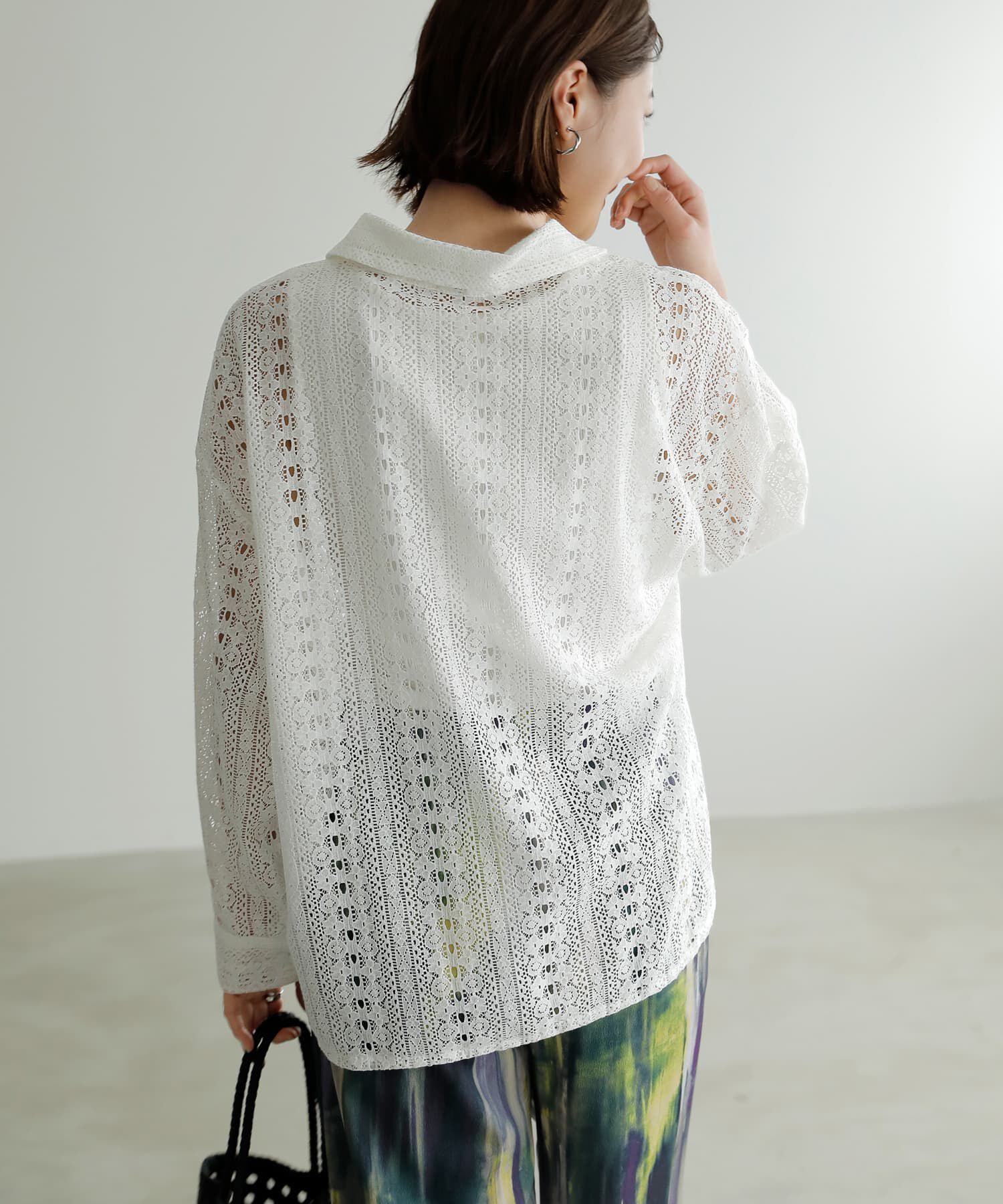 STYLE DELI「甘くならない縦模様コットンレースシャツ」|シャツ・ブラウス|