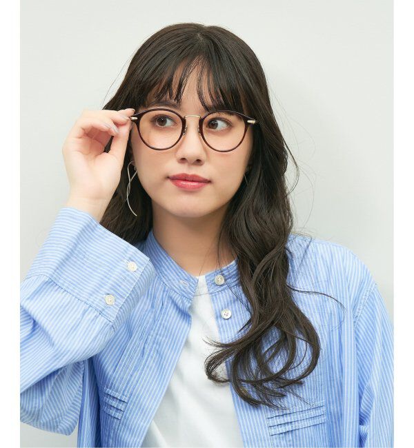  「Zoff｜emiri ボストン型 メガネ |辺見えみり チタン 軽量 メタルフレーム レンズ交換券付」|サングラス|薄ブラウン1