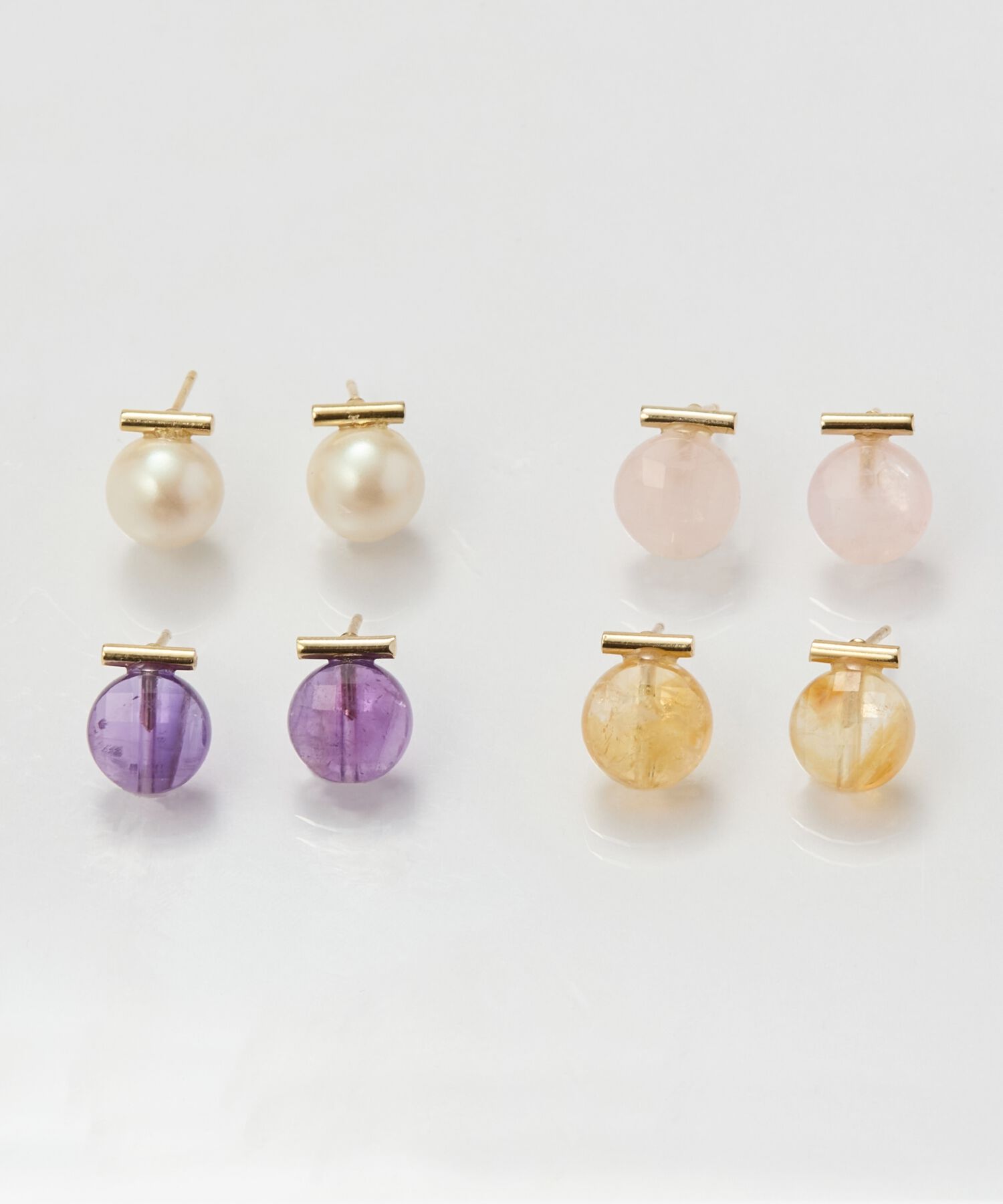 Phoebe「【金属アレルギー対応】パワーストーンバーピアス　パール」|ピアス|