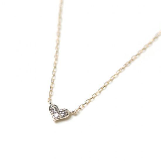  「ダイヤモンド ハート ネックレス | K10YG」|ネックレス|