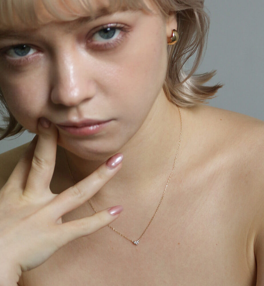  「ダイヤモンド ハート ネックレス | K10YG」|ネックレス|