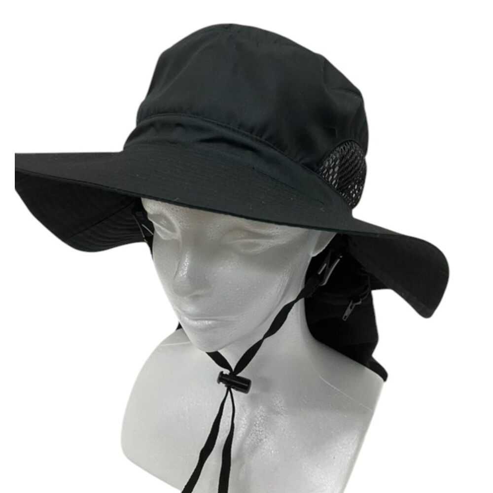BACKYARD FAMILY「UVカット 帽子 レディース 日よけ 首の後ろ 通販 サファリハット 折りたたみ帽子 つば広帽子」|ハット|ブラック1