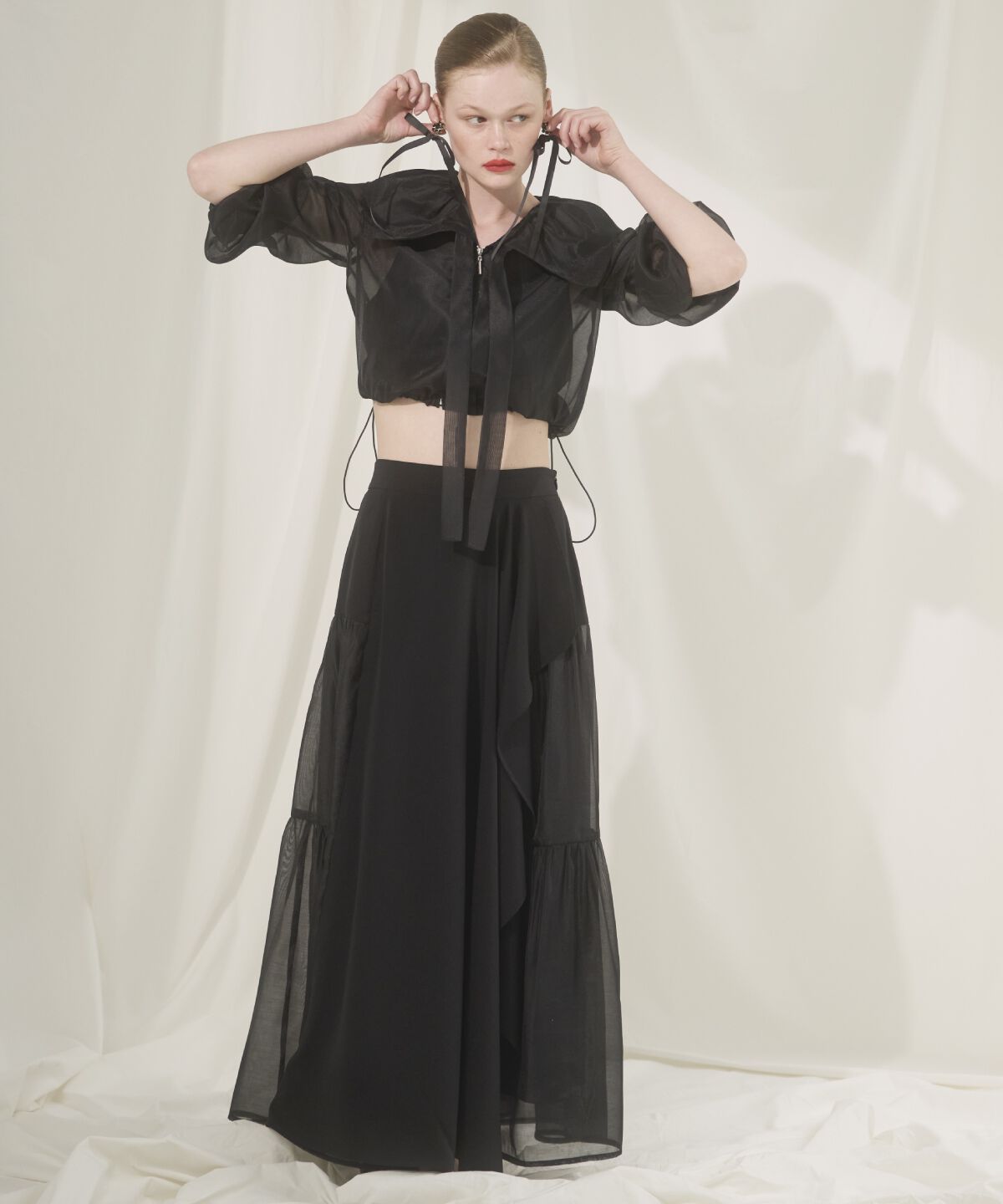 アンドクチュール「オーガンジーBIGカラーパーカー」|パーカー|