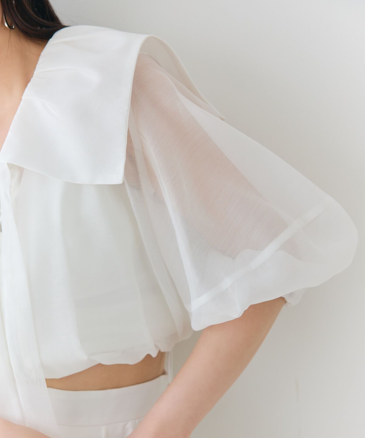 アンドクチュール「オーガンジーBIGカラーパーカー」|パーカー|