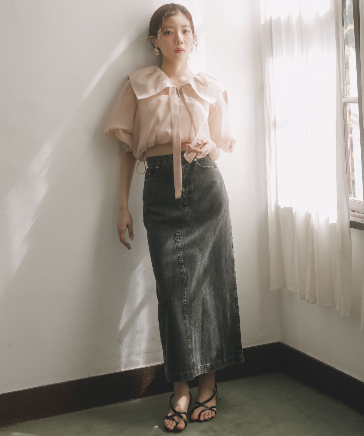 アンドクチュール「オーガンジーBIGカラーパーカー」|パーカー|