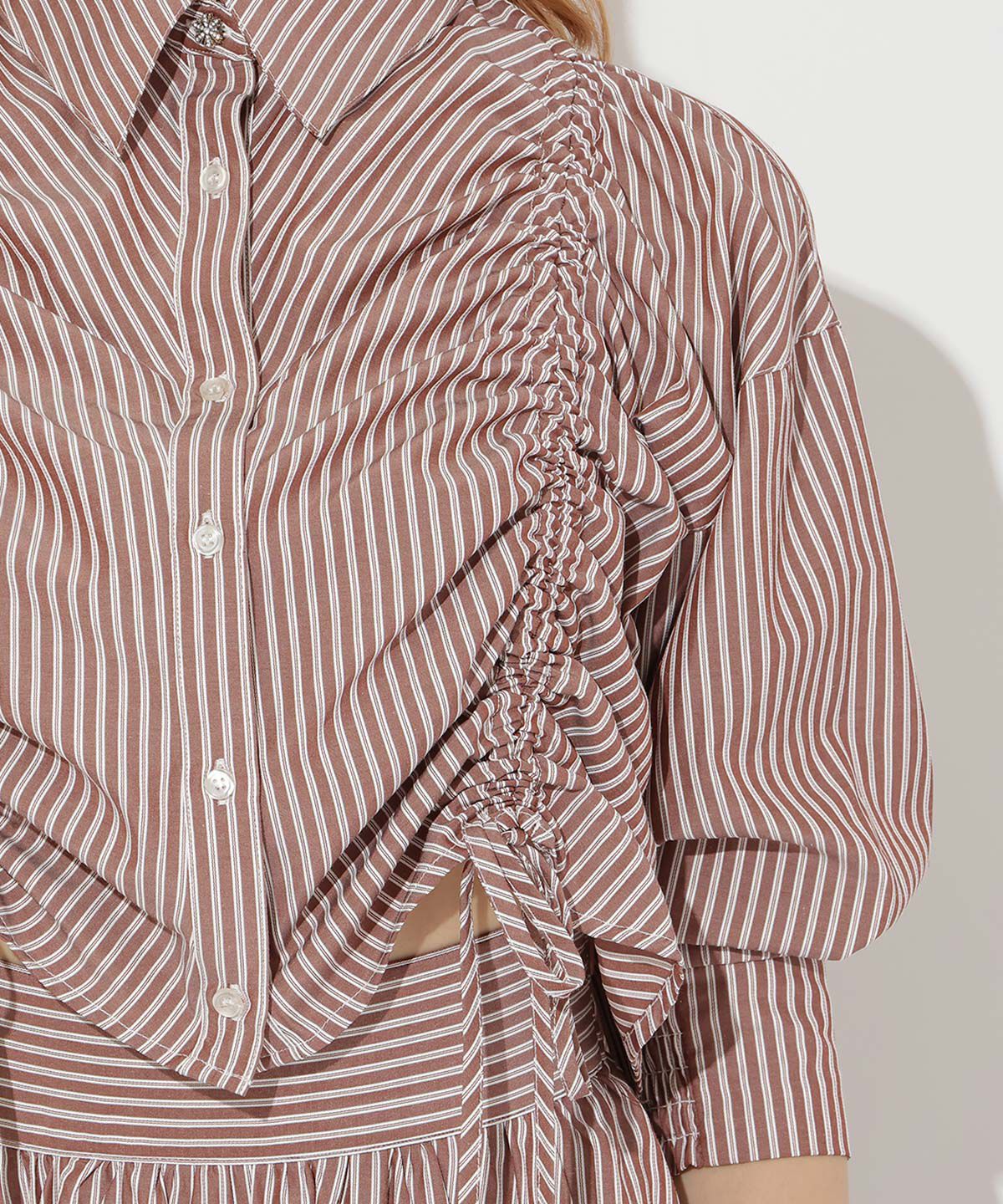 アンドクチュール「ストライプシャーリングブラウス」|シャツ・ブラウス|