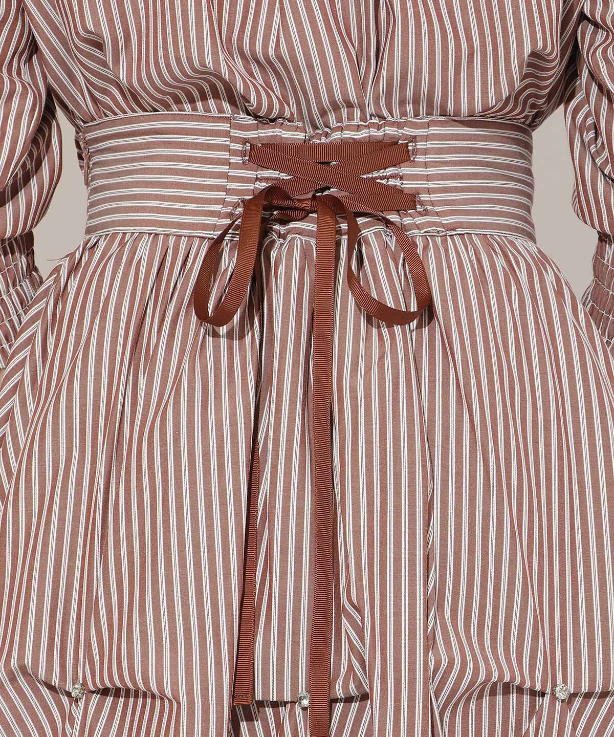 アンドクチュール「ストライプビジューティアードスカート」|フレア|