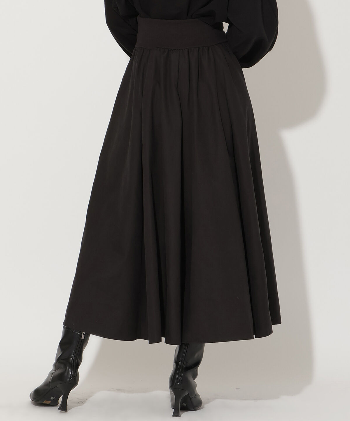 アンドクチュール「ピーチスウェードタックスカート」|フレア|