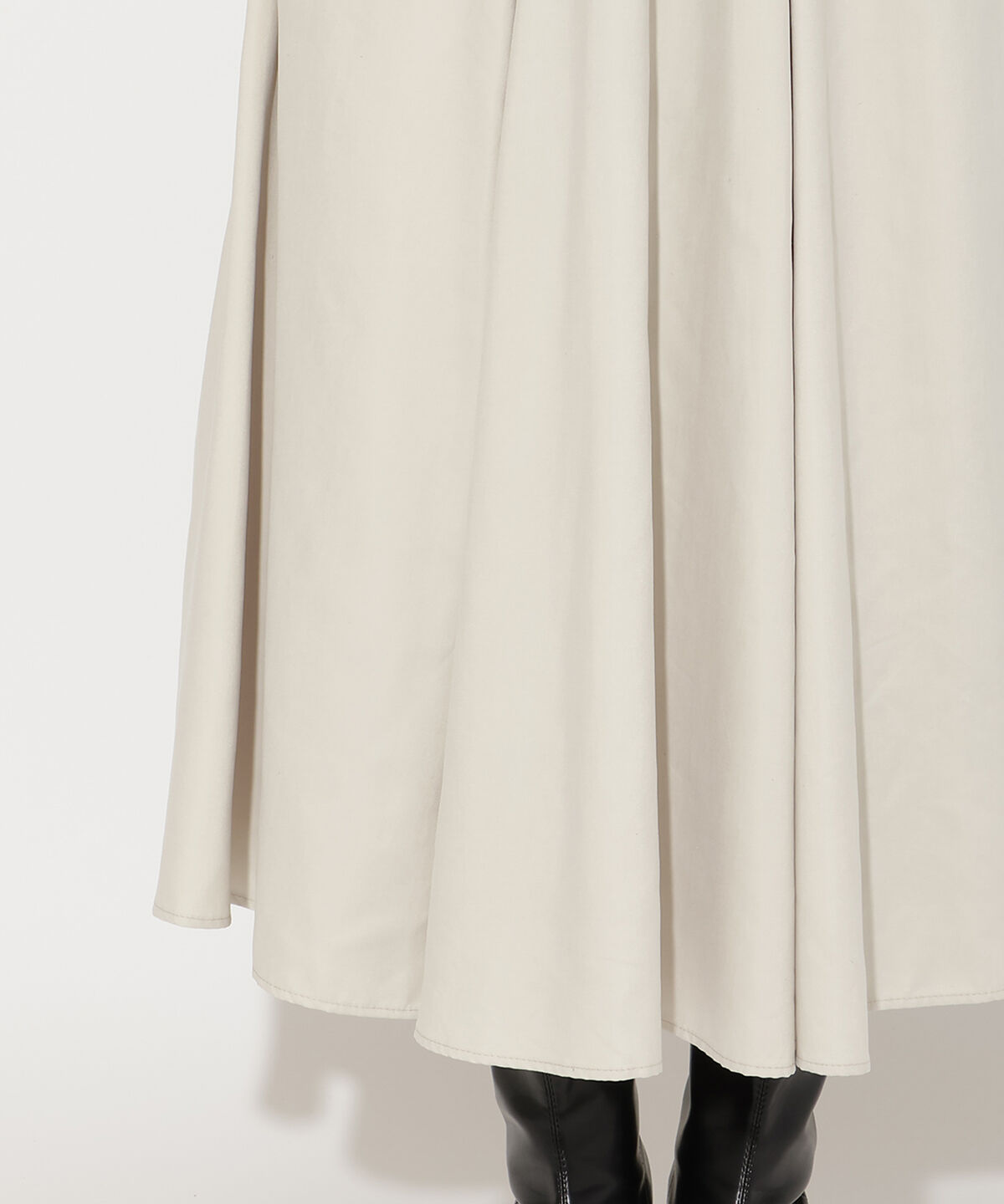 アンドクチュール「ピーチスウェードタックスカート」|フレア|