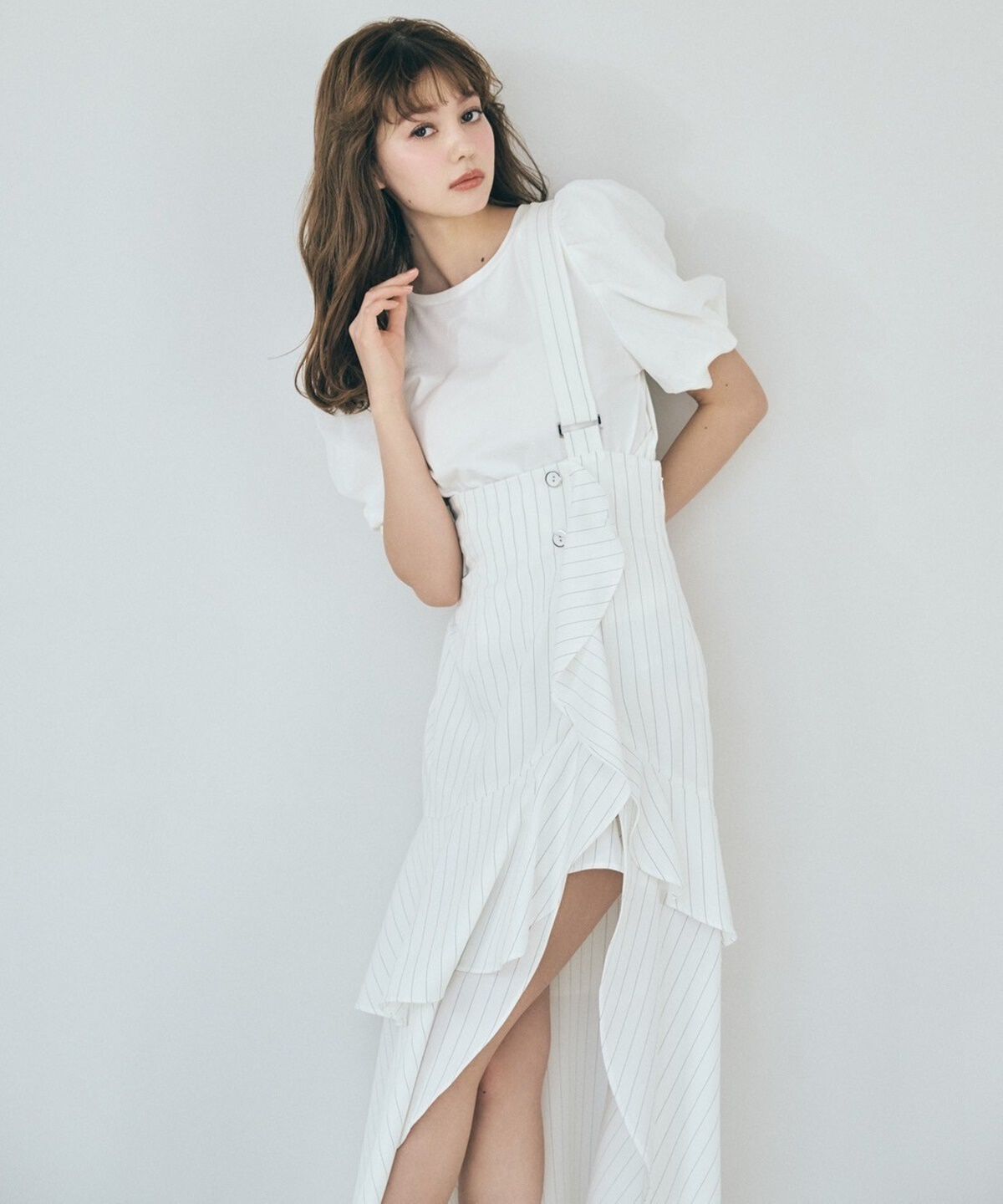 REDYAZEL「サス付きアシメフレアスカート」|フレア|