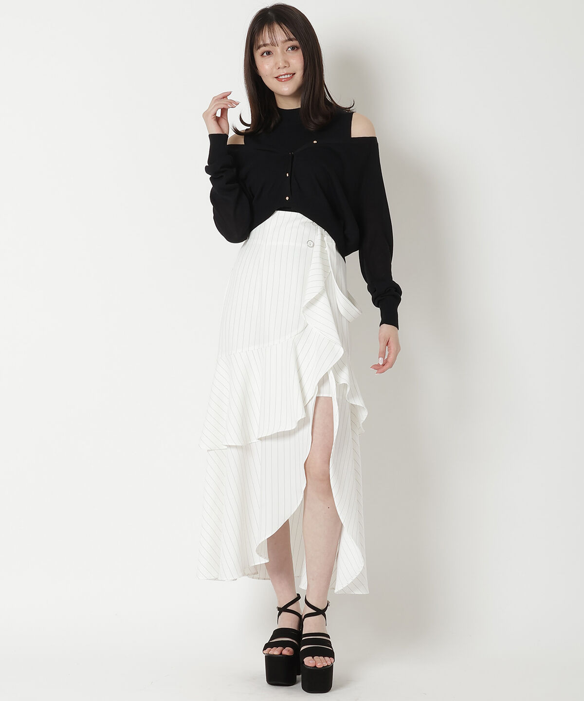 REDYAZEL「サス付きアシメフレアスカート」|フレア|