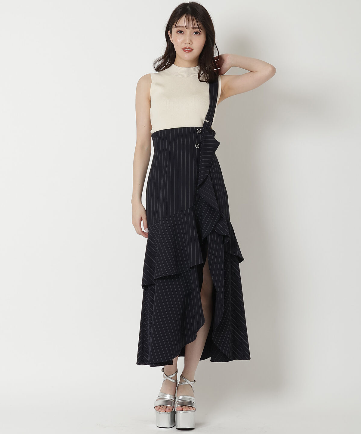 REDYAZEL「サス付きアシメフレアスカート」|フレア|