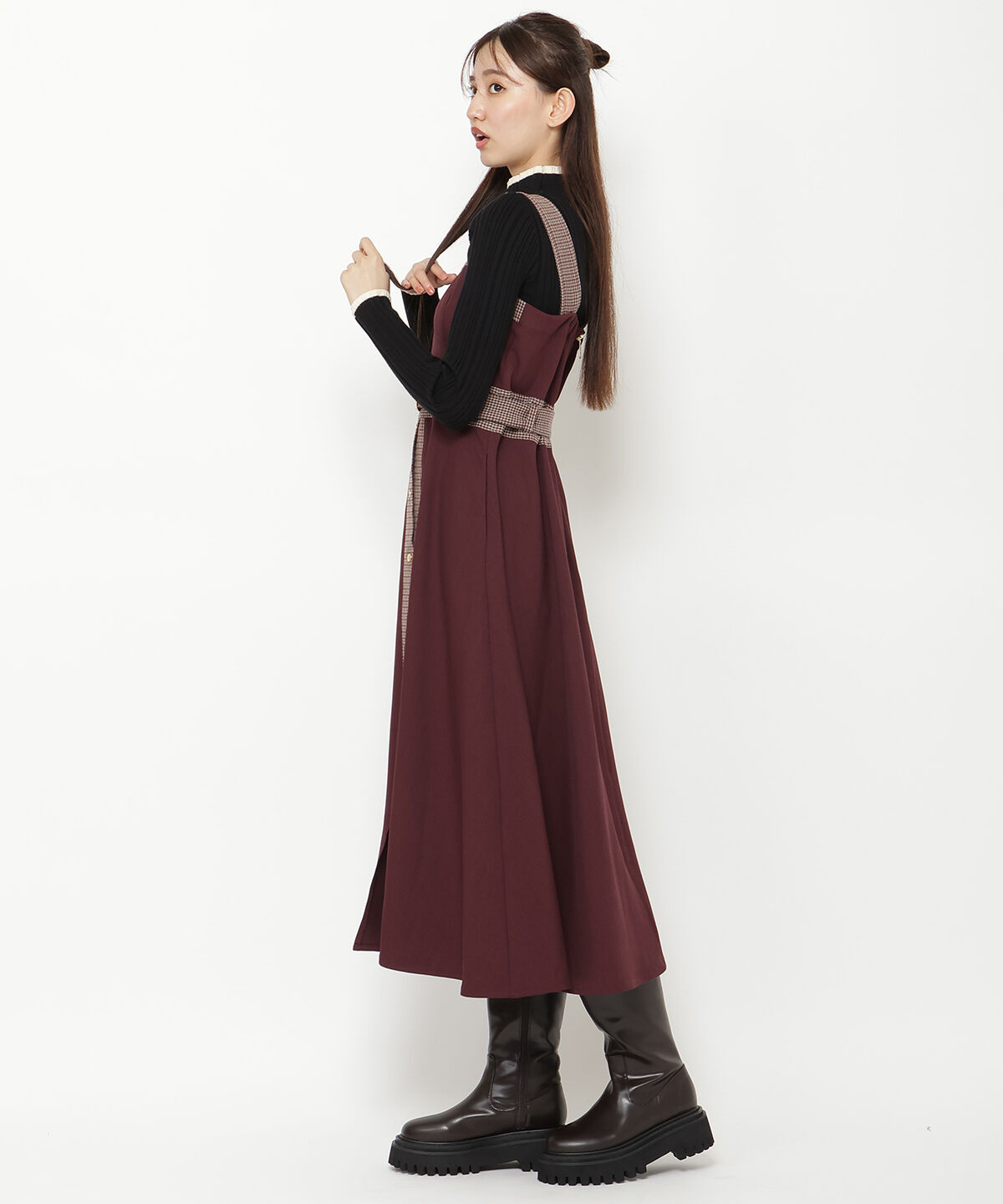 REDYAZEL「チェックバイカラービスチェワンピース」|ワンピース|