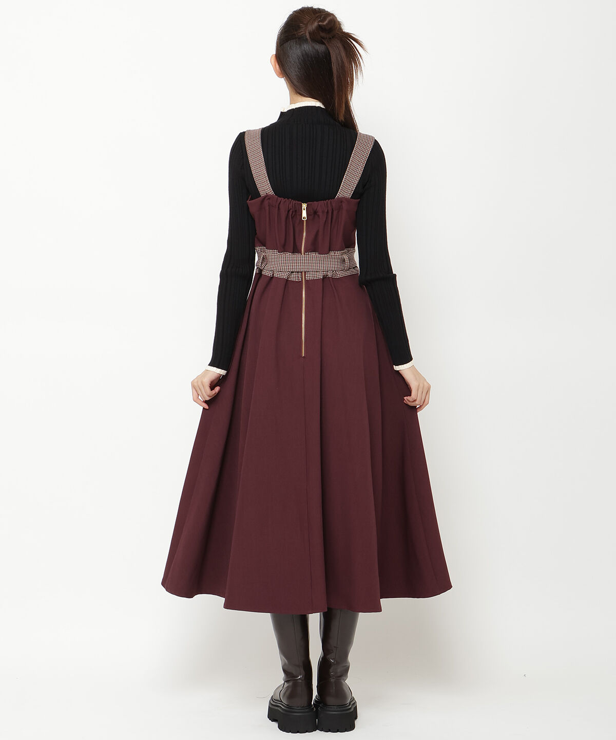 REDYAZEL「チェックバイカラービスチェワンピース」|ワンピース|