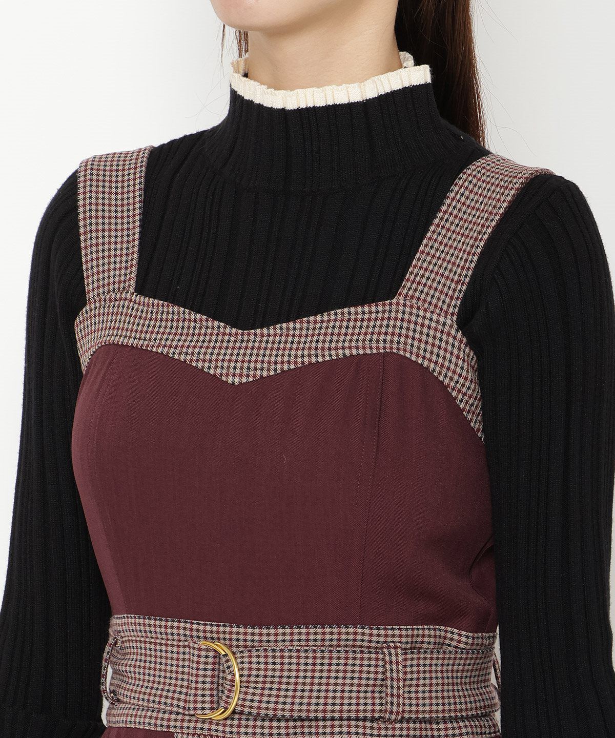 REDYAZEL「チェックバイカラービスチェワンピース」|ワンピース|